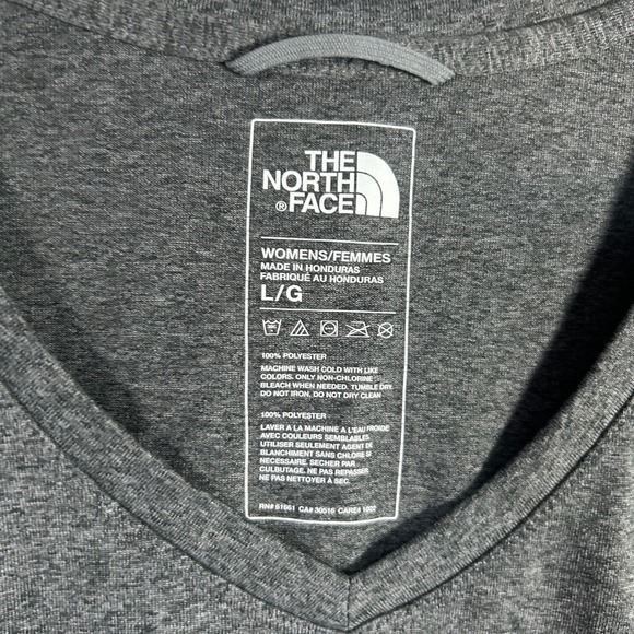 The North Face Womens Gray V Neck T Shirt Short Sleeve Activewear Top Size L - Picture 5 of 5